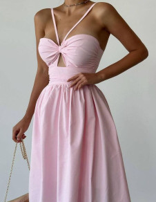Γυναικείο φόρεμα μίντι H4572 ροζ
