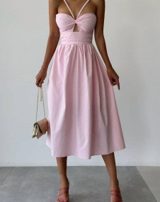 Γυναικείο φόρεμα μίντι H4572 ροζ