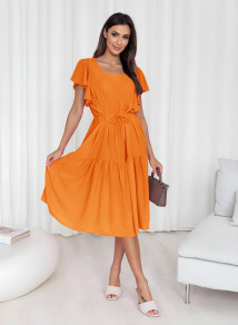 Γυναικείο φόρεμα μίντι A1743 πορτοκαλί