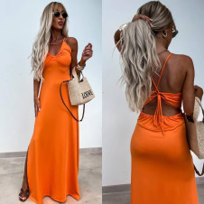 Γυναικείo εφαρμοστό φόρεμα A1767 πορτοκαλί