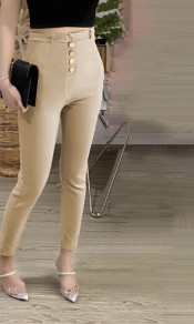 Γυναικείο παντελόνι με ζώνη K99944 μπεζ