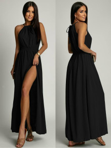 Γυναικείο φόρεμα με σκίσιμο A1845 μαύρο