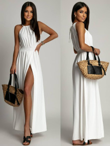 Γυναικείο φόρεμα με σκίσιμο A1845 άσπρο