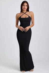 Γυναικείο μακρύ φόρεμα E1812 μαύρο