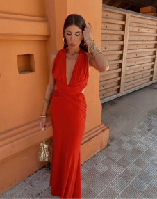 Γυναικείο εφαρμοστό φόρεμα E6588 κόκκινο