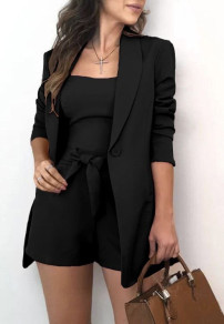 Γυναικείο σετ σακάκι και ολόσωμη φόρμα K23230 μαύρο