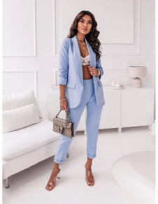 Γυναικείο σετ σακάκι και παντελόνι K9613 γαλάζιο