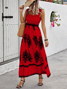 Γυναικείο φόρεμα με print T7746 κόκκινο