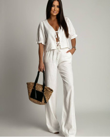 Γυναικείο σετ μπλούζα και παντελόνι T7800 άσπρο