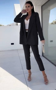Γυναικείο σετ σακάκι και παντελόνι A1584 μαύρο