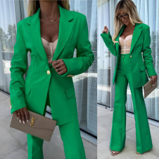 Γυναικείο σετ σακάκι και παντελόνι A1589 πράσινο