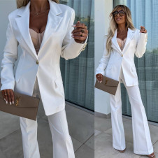 Γυναικείο σετ σακάκι και παντελόνι A1589 άσπρο