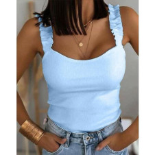 Γυναικείο αμάνικο μπλουζάκι με  εντυπωσιακές τιράντες AR204 γαλάζιο