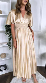 Γυναικείο σατέν φόρεμα σολέι LT6435 μπεζ