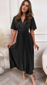 Γυναικείο σατέν φόρεμα σολέι LT6435 μαύρο