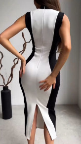 Γυναικείο κομψό φόρεμα σε ασπρόμαυρο K22504
