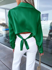 Γυναικείο πουκάμισο με κορδόνια στη πλάτη A1227 πράσινο