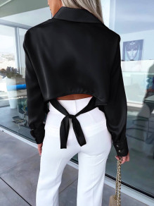 Γυναικείο πουκάμισο με κορδόνια στη πλάτη A1227 μαύρο