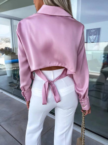Γυναικείο πουκάμισο με κορδόνια στη πλάτη A1227 ροζ