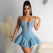 Γυναικείο τζιν φόρεμα 8881168 γαλάζιο