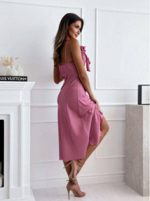 Γυναικείο σατέν φόρεμα LT9637 ροζ