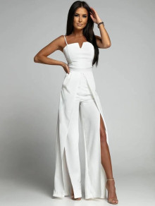 Γυναικεία κομψή ολόσωμη φόρμα L8539 άσπρη