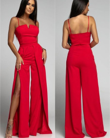 Γυναικεία κομψή ολόσωμη φόρμα L8539 κόκκινη