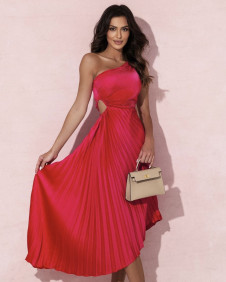 Γυναικείο εντυπωσιακό φόρεμα σολέϊ E1129 κόκκινο