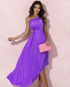 Γυναικείο εντυπωσιακό φόρεμα σολέϊ E1129 μωβ