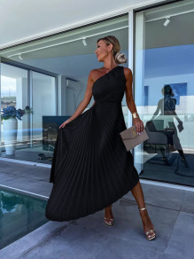 Γυναικείο εντυπωσιακό φόρεμα σολέϊ E1129 μαύρο