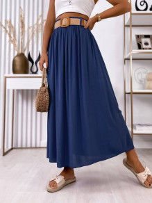 Γυναικεία μακριά φούστα με ζώνη 245033 σκούρο μπλε