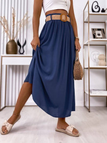 Γυναικεία μακριά φούστα με ζώνη 245033 σκούρο μπλε