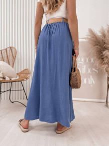 Γυναικεία μακριά φούστα με ζώνη 245033 μπλε του τζιν