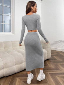 Γυναικείο σετ φούστα με μπλούζα AR1201 γκρι