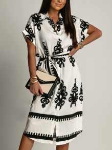 Γυναικείο φόρεμα με σχέδια K7795 άσπρο