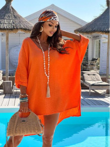 Γυναικείο χαλαρό πουκάμισο L09002 πορτοκαλί