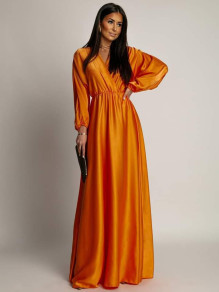 Γυναικεία σατέν φόρεμα 8547 πορτοκαλί