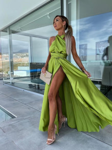 Γυναικείο μακρύ πολυμορφικό φόρεμα E17218 ανοιχτό πράσινο