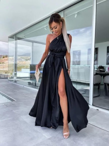 Γυναικείο μακρύ πολυμορφικό φόρεμα E17218 μαύρο