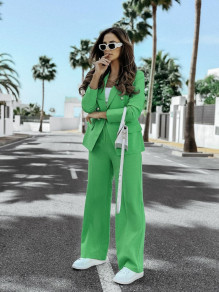 Γυναικείο κομψό σετ σακάκι και παντελόνι K8741 πράσινο