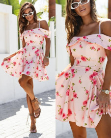 Γυναικείο φόρεμα με print 241119 ροζ