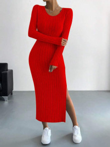Гυναικείο casual φόρεμα με σκίσιμο AR3062 κόκκινο