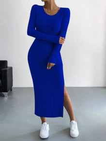Гυναικείο casual φόρεμα με σκίσιμο AR3062 μπλε