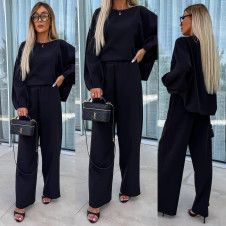 Γυναικείο σετ μπλούζα και παντελόνι A1606 μαύρο
