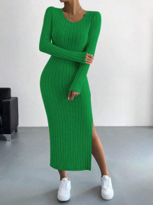 Гυναικείο casual φόρεμα με σκίσιμο AR3062 πράσινο