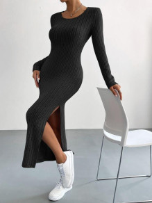 Гυναικείο casual φόρεμα με σκίσιμο AR3062 μαύρο