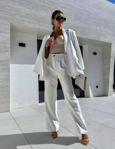 Γυναικείο σετ σακάκι και παντελόνι A1632 άσπρο