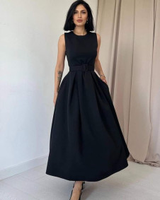 Γυναικείο μίντι φόρεμα με ζώνη 8860 μαύρο