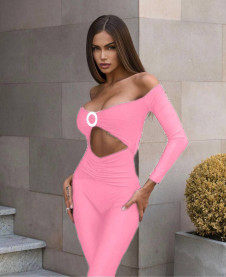 Γυναικεία εντυπωσιακή ολόσωμη φόρμα LP4998 ροζ