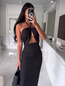 Γυναικείο εφαρμοστό φόρεμα L9005 μαύρο